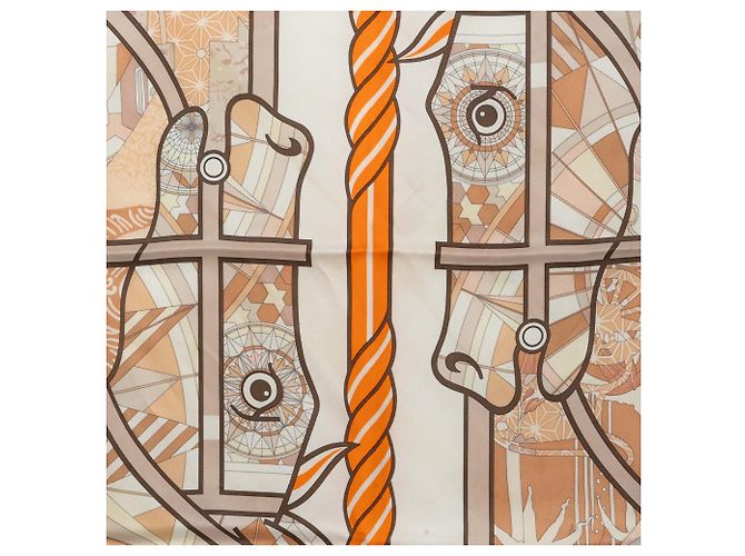 Pañuelo de seda Hermès Quadrige Naranja 70 Scarves - vista 8