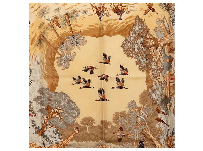 Foulard in seta Hermès Africa marrone 90 Scarves - vista 2