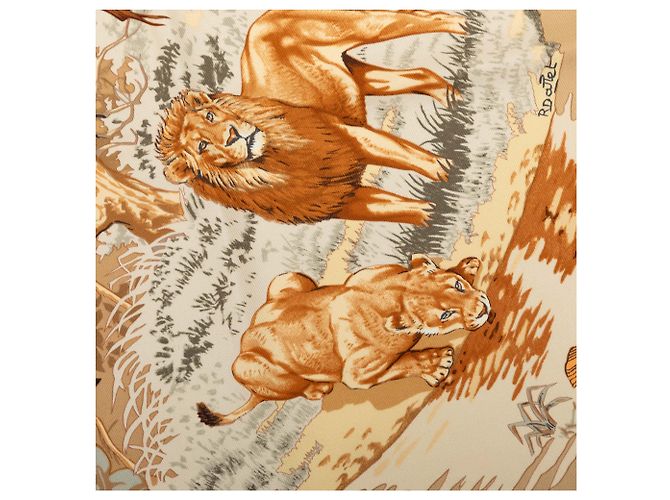 Foulard in seta Hermès Africa marrone 90 Scarves - vista 3