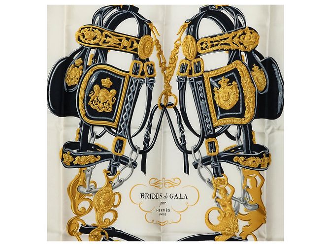 Pañuelo de seda Hermès Brides de Gala Negro 90 - vista 2