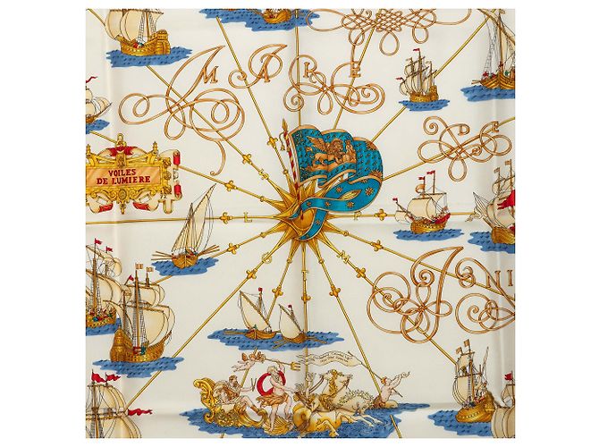 Hermès Voiles de Lumiere Seidentuch weiß 90 - Ansicht 2