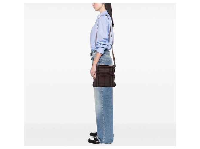 Bolsa crossbody em algodão Burberry Brown Exploded Check Marrom - vista 6