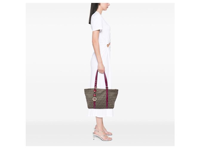 Tote Fendi Zucchino Canvas Superstar Beige - vista 5