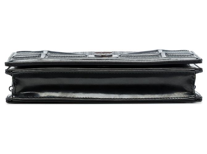 Autre Marque Borsa a tracolla Diorama Wallet on Chain in vernice metallizzata Microcannage nera Dior Nero - vista 3