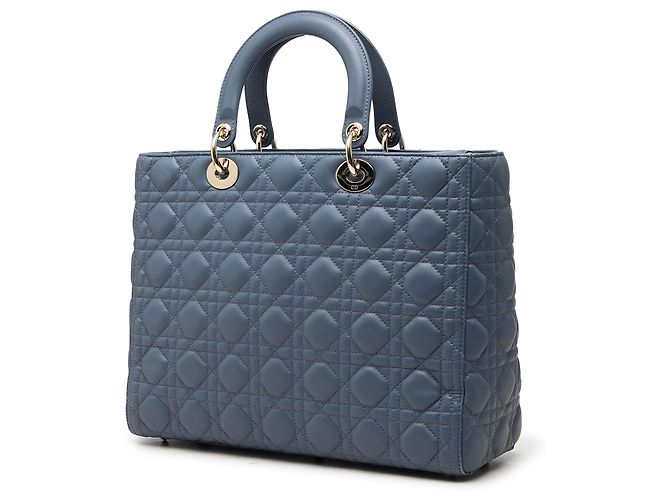 Autre Marque Lady Dior Large Satchel aus Lammleder Cannage in Blau - Ansicht 2