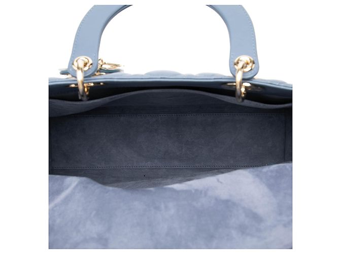 Autre Marque Lady Dior Large Satchel aus Lammleder Cannage in Blau - Ansicht 4