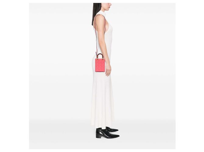 Borsa Tote Sunshine Fendi Mini Zucca in pelle goffrata rosa - vista 6