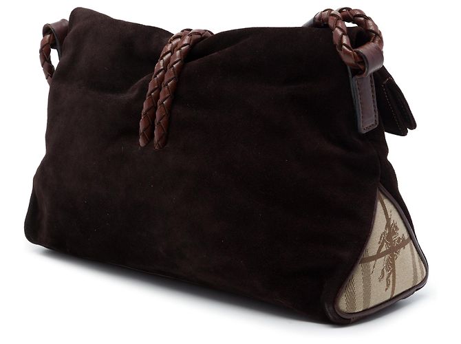 Borsa a tracolla Burberry in camoscio marrone - vista 2