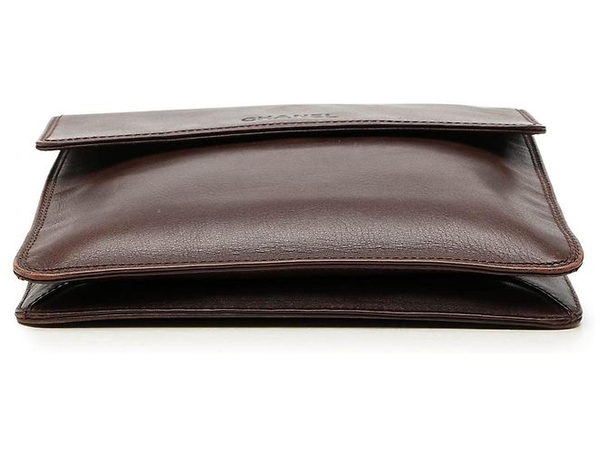 Borsa crossbody Chanel in pelle di agnello marrone - vista 3