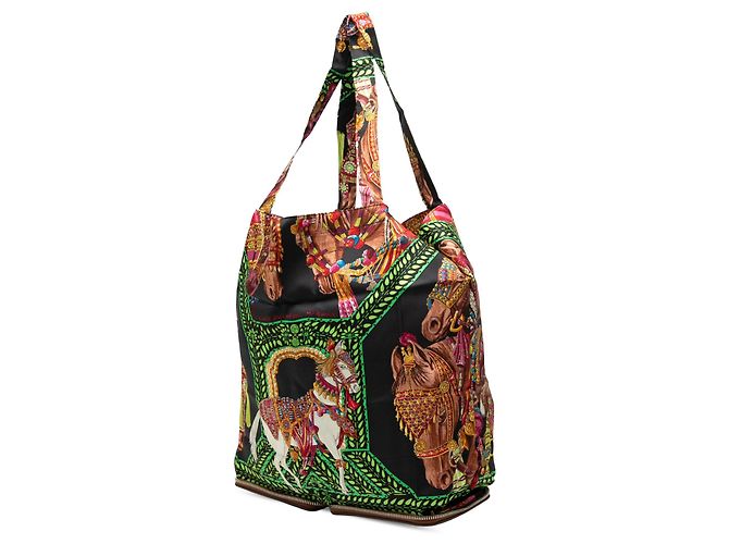 Tote Silky Pop Hermès La Danse Du Cheval Marwari Nero - vista 2