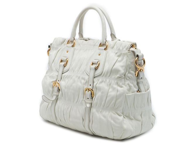 Bolso Satchel Prada Nappa Gaufre Blanco - vista 2