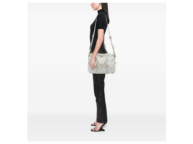 Bolso Satchel Prada Nappa Gaufre Blanco - vista 6