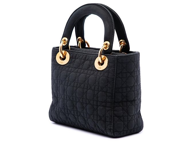 Autre Marque Borsa Lady Dior Mini in nylon nero Microcannage - vista 2