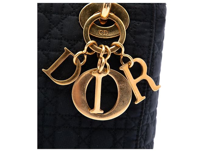 Autre Marque Borsa Lady Dior Mini in nylon nero Microcannage - vista 5