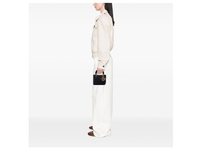 Autre Marque Borsa Lady Dior Mini in nylon nero Microcannage - vista 6