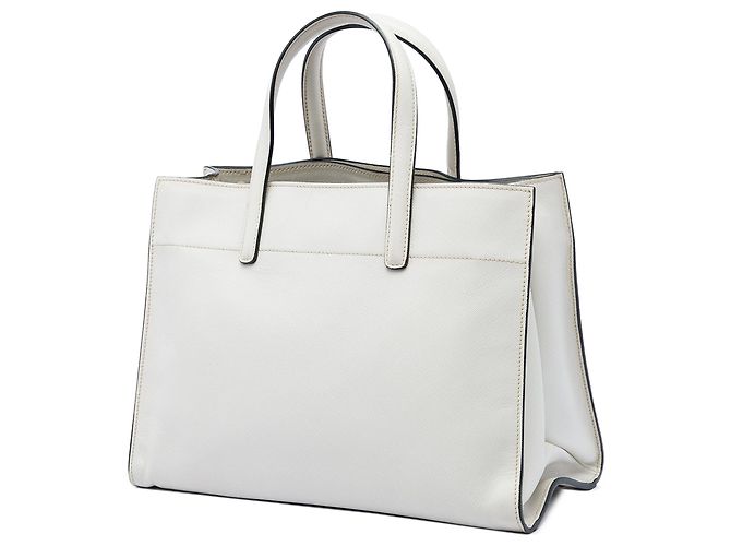 Prada Saffiano Soft Triple Pocket Tote Satchel, Weiß - Ansicht 2