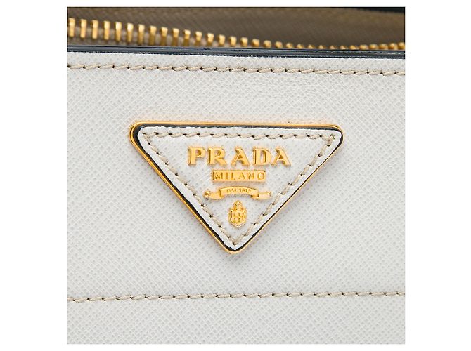 Prada Saffiano Soft Triple Pocket Tote Satchel, Weiß - Ansicht 5
