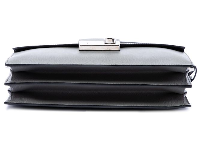 Prada Mini Saffiano Lux Sound Lock Satchel Grau - Ansicht 3