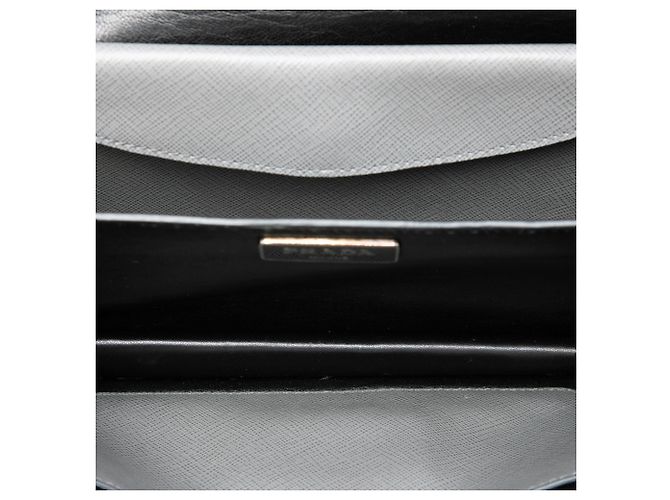 Prada Mini Saffiano Lux Sound Lock Satchel Grau - Ansicht 4