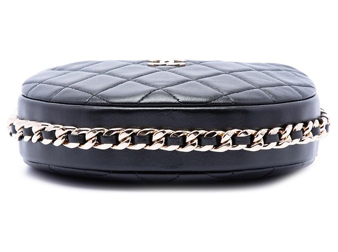 Borsa a tracolla Chanel Mini in pelle di agnello matelassé nera con catena Nero - vista 3