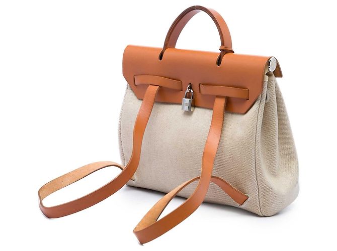 Zaino Hermès Toile Herbag PM Beige - vista 2