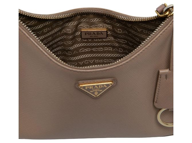 Borsa Satchel Prada Saffiano Lux Re Edition 2005 Beige - vista 5