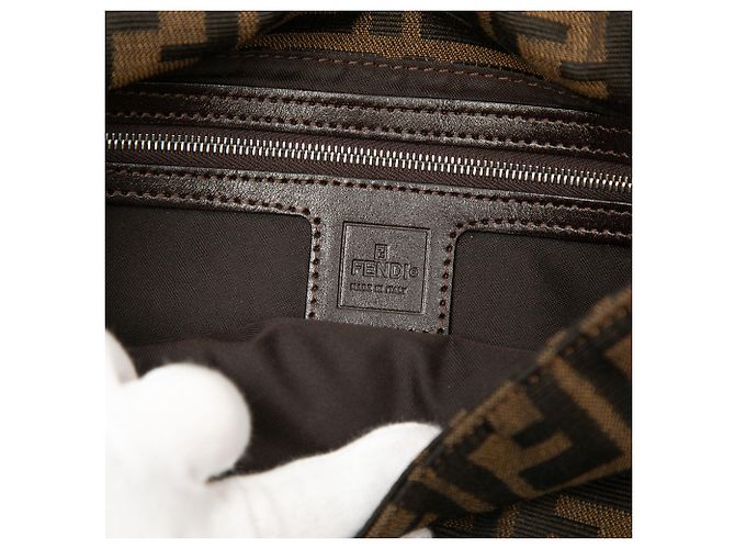 Fendi Zucca Canvas Baguette Schultertasche Braun - Ansicht 5