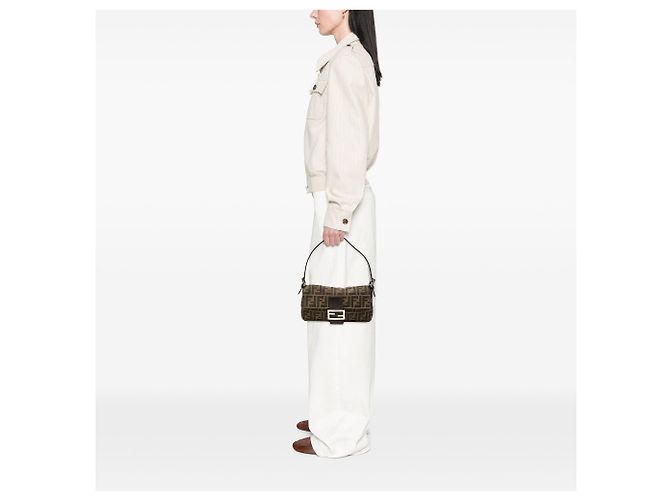 Fendi Zucca Canvas Baguette Schultertasche Braun - Ansicht 6