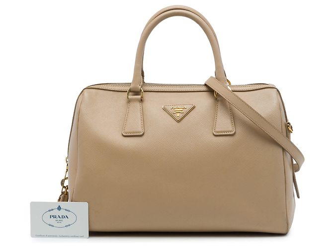 Prada Saffiano Lux Convertible Bowler Bag Beige - Ansicht 7