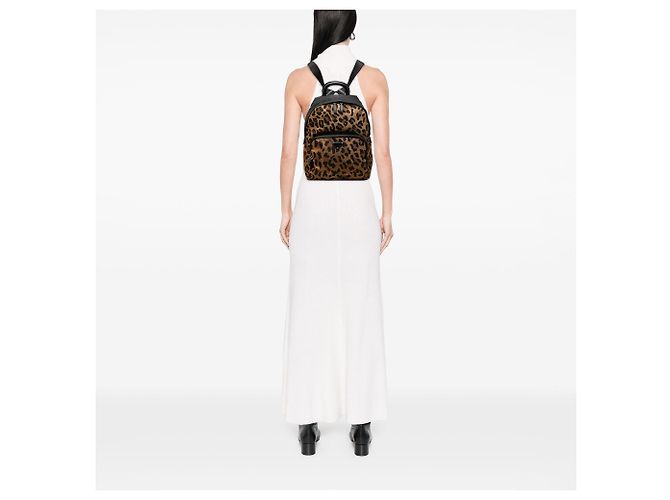 Mochila Prada de Tessuto con estampado de leopardo marrón Castaño - vista 6