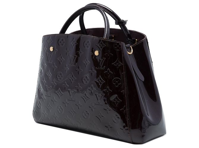 Borsa Satchel Louis Vuitton Monogram Vernis Montaigne MM Viola Porpora - vista 2