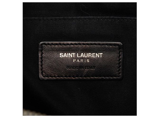 Autre Marque Borsa clutch porta documenti Saint Laurent in pelle blu con monogramma e chevron - vista 5