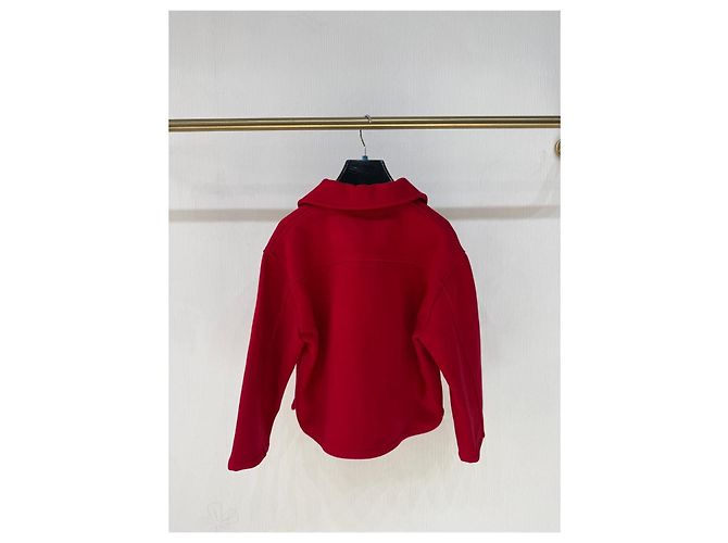 Abrigo Céline Rojo de Lana Oversize con Botones Horsebit Dorados Multicolor - vista 2