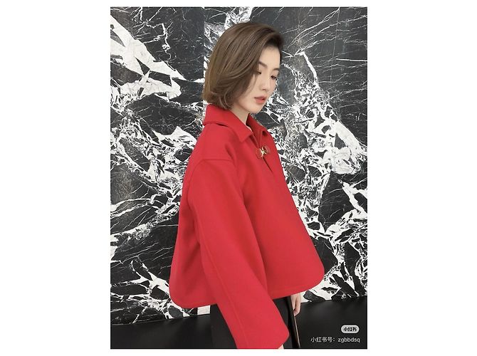 Abrigo Céline Rojo de Lana Oversize con Botones Horsebit Dorados Multicolor - vista 6