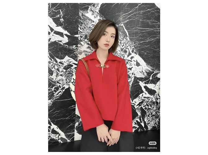 Abrigo Céline Rojo de Lana Oversize con Botones Horsebit Dorados Multicolor - vista 7