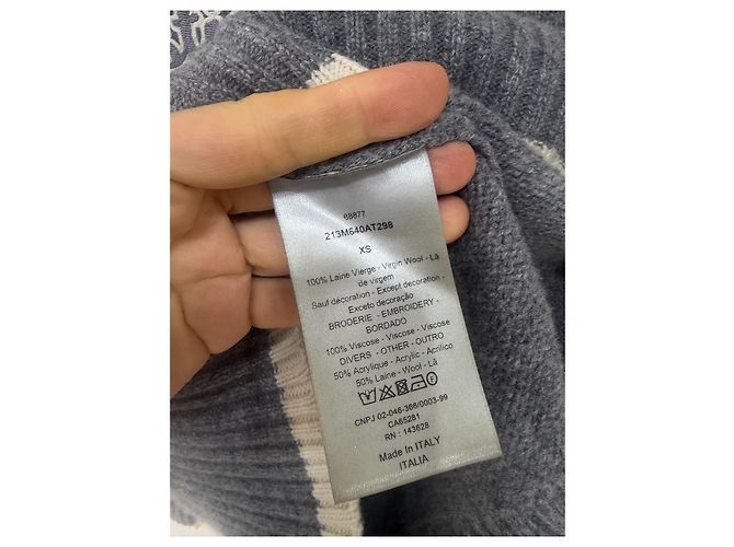 Autre Marque Pull en maille Dior logo gris en laine Multicolore - vue 5