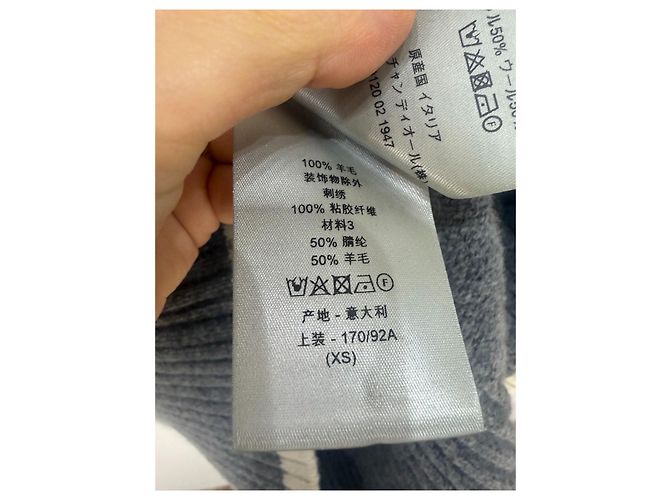 Autre Marque Pull en maille Dior logo gris en laine Multicolore - vue 6