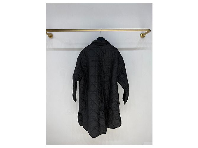 Autre Marque Cappotto Lungo Imbottito Dior Nero a Quadri Rattan Multicolore - vista 2