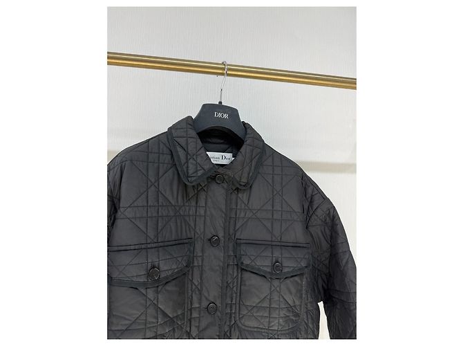 Autre Marque Cappotto Lungo Imbottito Dior Nero a Quadri Rattan Multicolore - vista 3