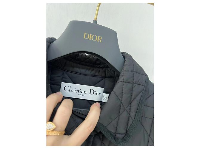 Autre Marque Cappotto Lungo Imbottito Dior Nero a Quadri Rattan Multicolore - vista 5