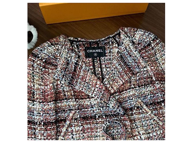 Giacca Chanel in Tweed Multicolore Color-Block - vista 3