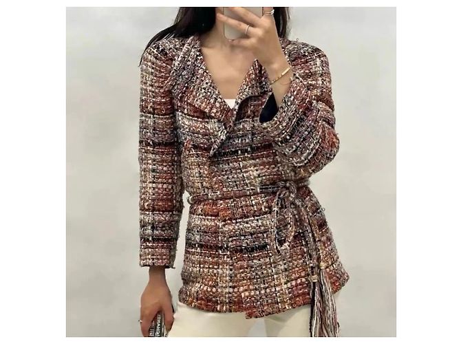 Giacca Chanel in Tweed Multicolore Color-Block - vista 8