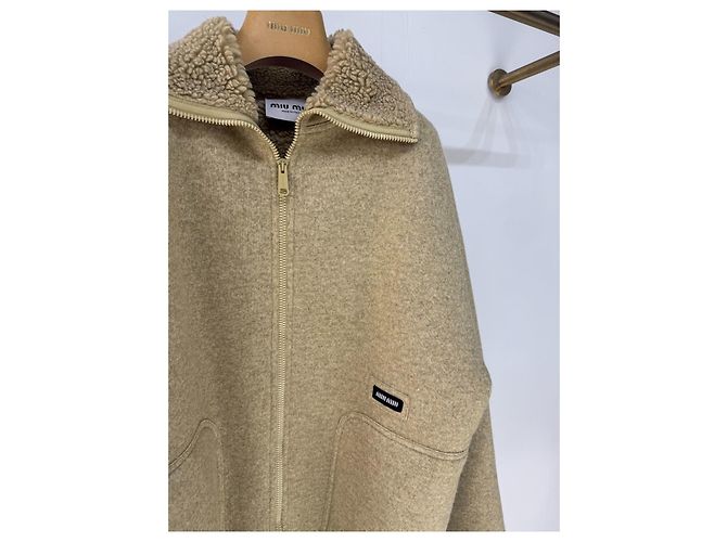 Giacca Miu Miu Teddy Fleece Beige Multicolore - vista 3