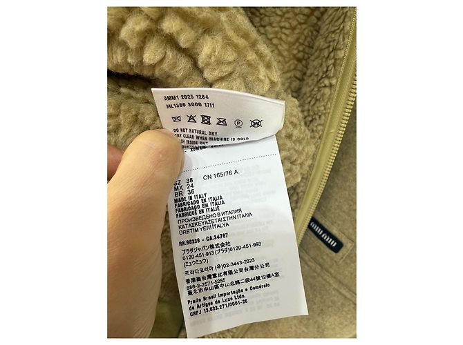 Giacca Miu Miu Teddy Fleece Beige Multicolore - vista 6