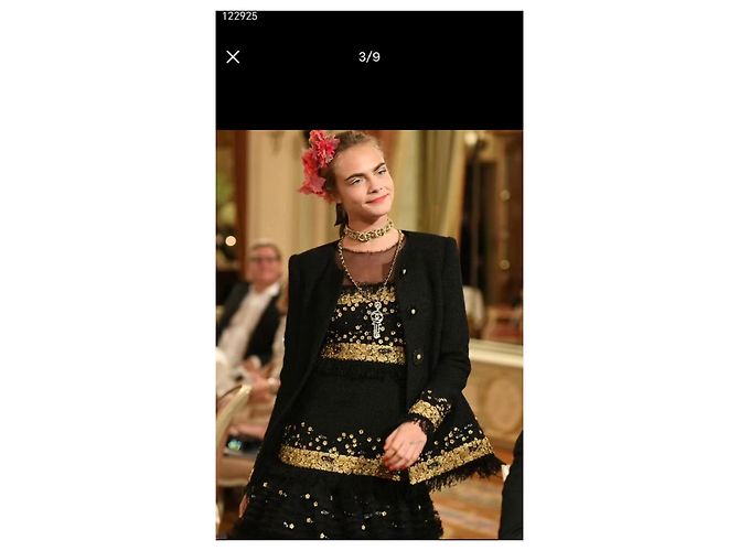 Giacca Chanel Metropolis in Tweed Nero e Oro Multicolore - vista 9
