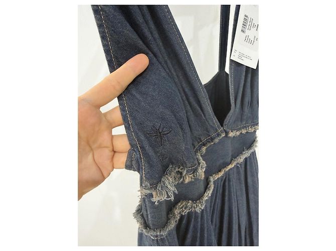 Autre Marque Dior Kleid aus schwarzem Denim plissiert Mehrfarben - Ansicht 5