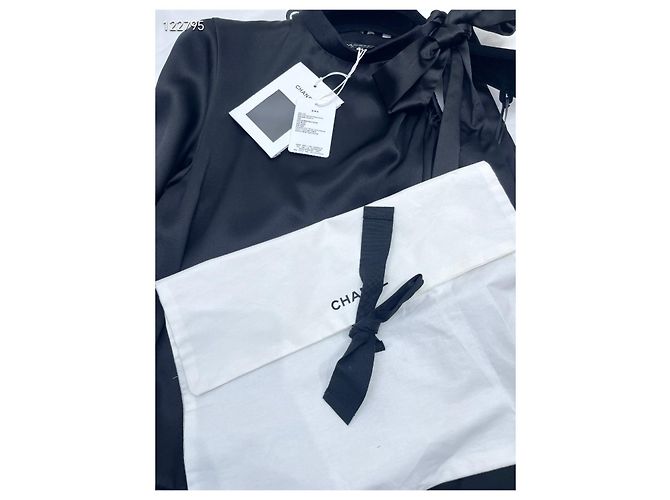 Top Chanel de seda negro con detalle de lazo Multicolor - vista 8