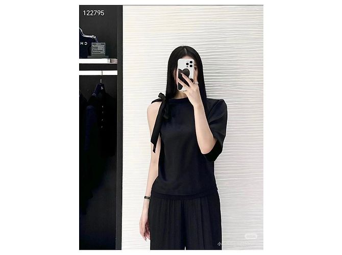 Top Chanel de seda negro con detalle de lazo Multicolor - vista 9