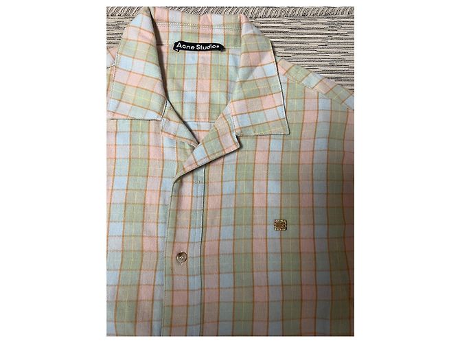 Camicia Acne Studios in Cotone a Quadri con Motivo Smiley Multicolore - vista 4