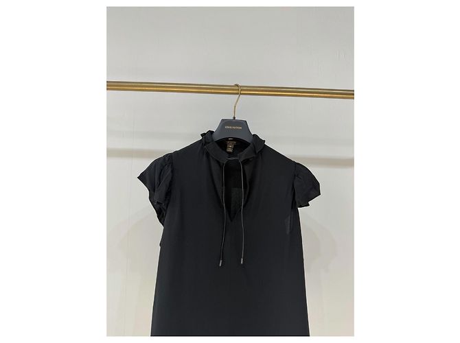 Top Louis Vuitton Preto de Viscose com Gola de Renda Multicor - vista 4